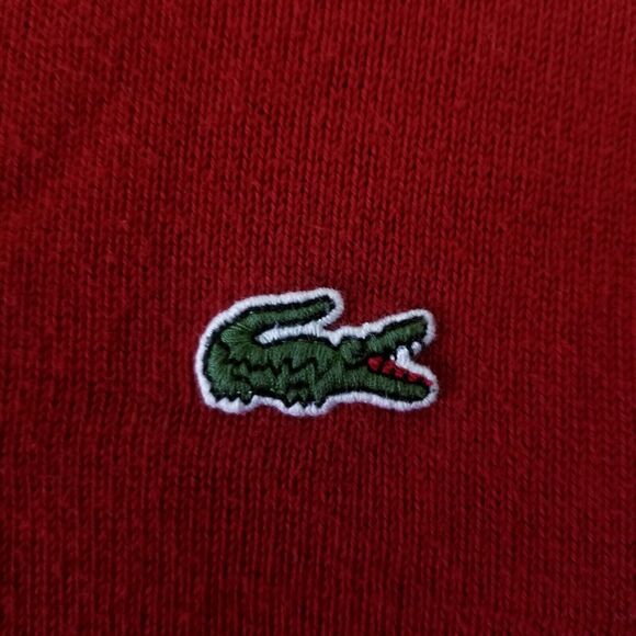 Lacoste Mens V-Neck Red Pullover Long Sleeve Sweater Size Large 5 - Picture 2 of 11